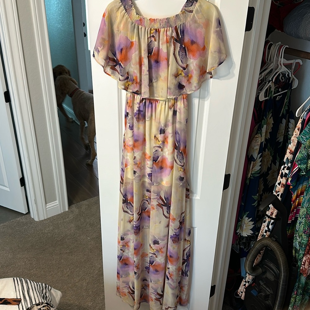 Show me your mumu hacienda off the shoulder maxi dress size medium